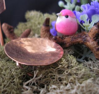 Serenity Miniature Fairy Garden Mini Copper Birdbath Stake Flower Pot