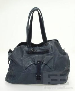 Jerome Dreyfuss Navy Blue Pebbled Leather Billy Shoulder Bag