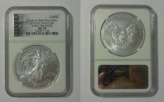 2012 W 1 Silver Eagle West Point Early Releases NGC MS70 Liberty Label
