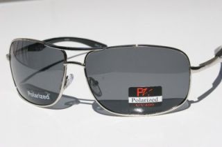 Pablo Zanetti Polarized Sunglasses Rectangle Smoke SLVR