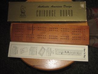 Vintage Drueke Wooden Cribbage Board Model 5 with Instructions