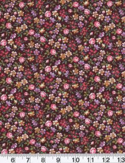  Fabric Concord Floral Lily Garden Calico Rose Burgundy Pink