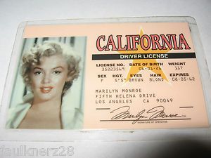 Marilyn Monroes California Drivers License