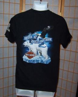 Harley Davidson Sz M Black Skull Anchorage Alaska T Shirt
