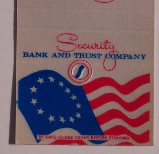 1980s Matchbook Security Bank Flag East Stroudsburg PA