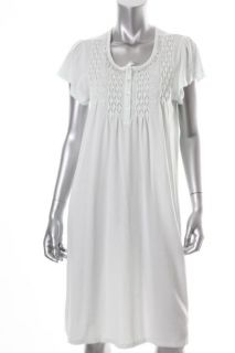 Miss Elaine NEW Green Short Sleeve Embroidered Lace Trim Nightgown S