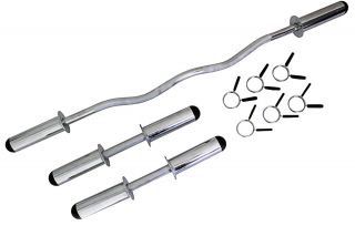 Chrome Curl Bar Set Hollow Olympic Dumbbell Handles Spring Collars