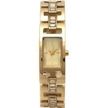 DKNY Champagne Dial Yellow Crystal Accent Golden NY4653 Watch FreeGift