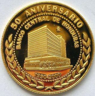 Honduras 2000 Central Bank Lempira Gold Coin Proof