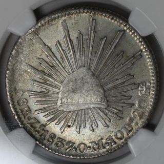 1837 ZS NGC AU 50 Mexico Silver 8 Reales Scarce Grade Zacatecas Mint