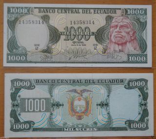  Ecuador Paper Money 1000 Sucres 1988 UNC