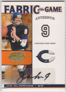 2007 Fabric of the Game Jim McMahon auto patch card #ed/5