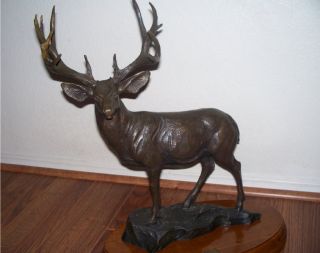 Ltd. Ed. 2004 Bronze Mule Deer statue WIND RIVER MULEY by Terrell O