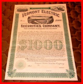 VERMONT ELECTRIC   1000   # 283 SECURITIES COMPANY GOLD BOND CITY OF