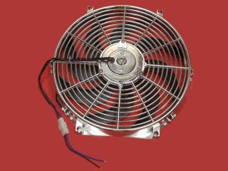 Electric Fan 14in Chrome Curved Blade Reversible 12V 1900CFM