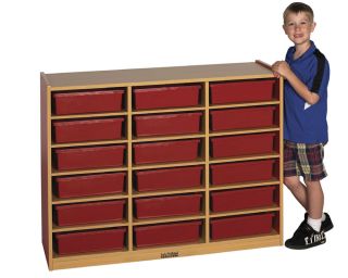  essentials laminate line mobile cabinet with 18 trays for storage