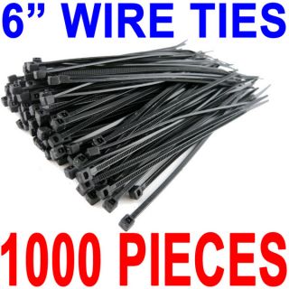1000 piece set of high quality black nylon cable ties 6 length 18 lb