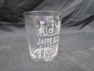ANTIQUE JAFFE & CO. SEATTLE ADVERTISING ACID ETCHED THIN WALLED LIONS