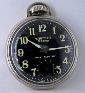 Nice Vintage Mens Westclox Scotty Manual Wind Pocket Watch