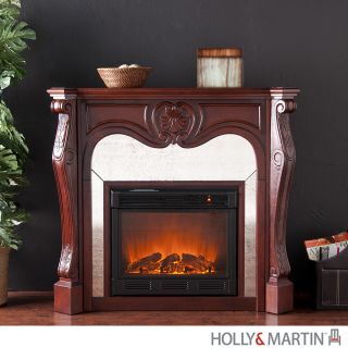 Burbank Elegant Cherry Electric Fireplace Mirrored Mantel Holly Martin