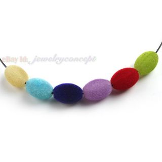 50 Colorful Oval Acrylic Flocking Beads Free P P 111406