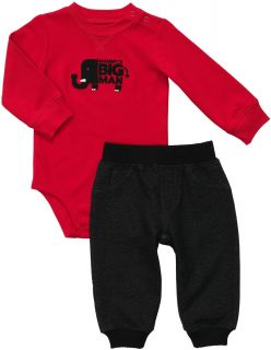  Mon Carters Bodysuit Pants Baby Boy Mommys Big Man Elephant Red