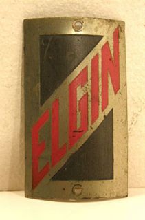 Vintage Pre War Elgin Bike Bicycle Frame Metal Head Badge Name Tag