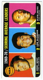  Avg Leaders 1970 71 Topps 2 Jerry West Lew Alcindor Elvin Hayes