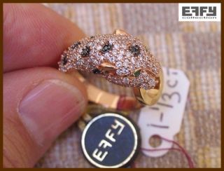 Authentic Effy Signature Collection Pave Panther Diamond Ring 14k