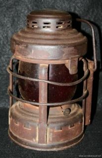 Vintage Embury Luck E Lite Truck Railroad Lantern Lamp No 25 Red Globe