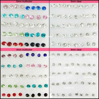 New 1 Box 20 Pairs Clear Crystal Ear Studs Earrings Allergy Free