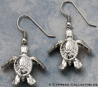 Hawaiian Sea Turtle Earrings Dangle Sterling Silver New