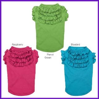 East Side Dog Puppy Tiered Ruffle Tank Tee Shirt Green Pink Blue s s M