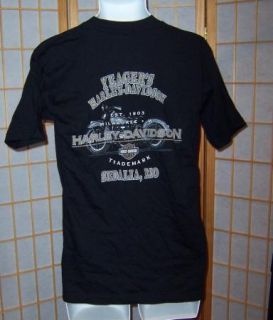 Harley Davidson Sz M Black Yeagers Sedalia Missouri MO T Tee Shirt