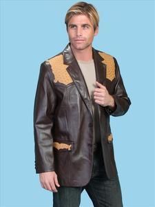 Scully Tall Mens Brown Lamb Ostrich Leather Jacket New