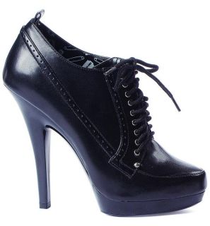 Ellie Shoes Sexy High Heel Black PU Lace Up Shoes 5 Heels M Gladys