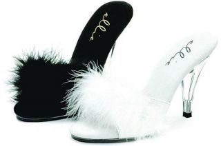 Ellie Shoes Sexy High Heel Maribou Slipper Feathers White 4 Heel 405