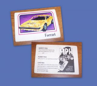  1976 Wonder Bread Crazy Cars Card Furrari