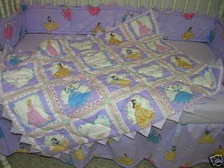 Crib Bedding Set Made w Disney Princess Fabric Points