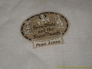 1938 Walt Disney Enterprises Snow White Sneezy Kitchen Towel Louis