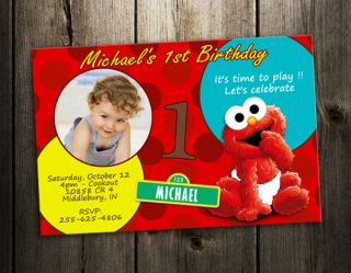 Elmo Sesame Street Party Invitation Birthday Photo Baby Custom Invite