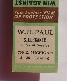  Veedol Motor Oil w H Paul Studebaker Sales Service Lansing MI