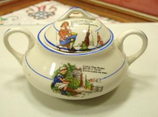 Antique Elpco East Liverpool Pottery 8 Piece Nursery Rhyme Child Tea