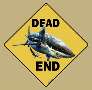 Shark Dead End Sign New 12x12 Metal Great White