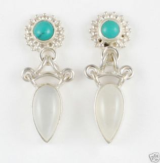 Sajen Moonstone Turquoise Earrings in Sterling Silver