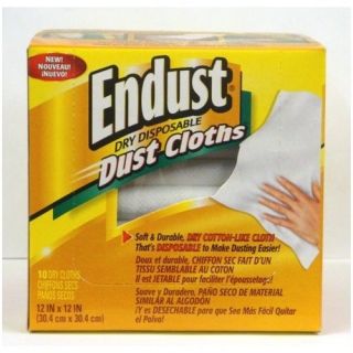 12) ENDUST DRY DISPOSABLE DUST CLOTHS, 10 CT TOTAL 120 WIPES