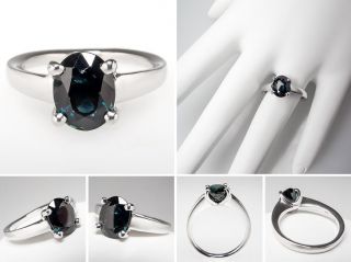 Blue Green Sapphire Engagement Ring Solitaire Platinum skuwm7828