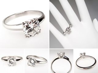 Vintage 1 Carat Diamond Engagement Ring Solitaire Platinum skuwm7878