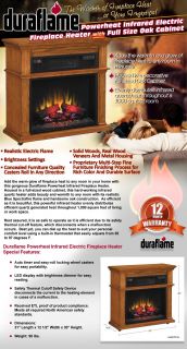 Duraflame Powerheat Infrared Electric Fireplace Heater Oak