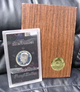 1972 s Eisenhower Proof Silver Dollar Ike $1 Brown Ike Original Box